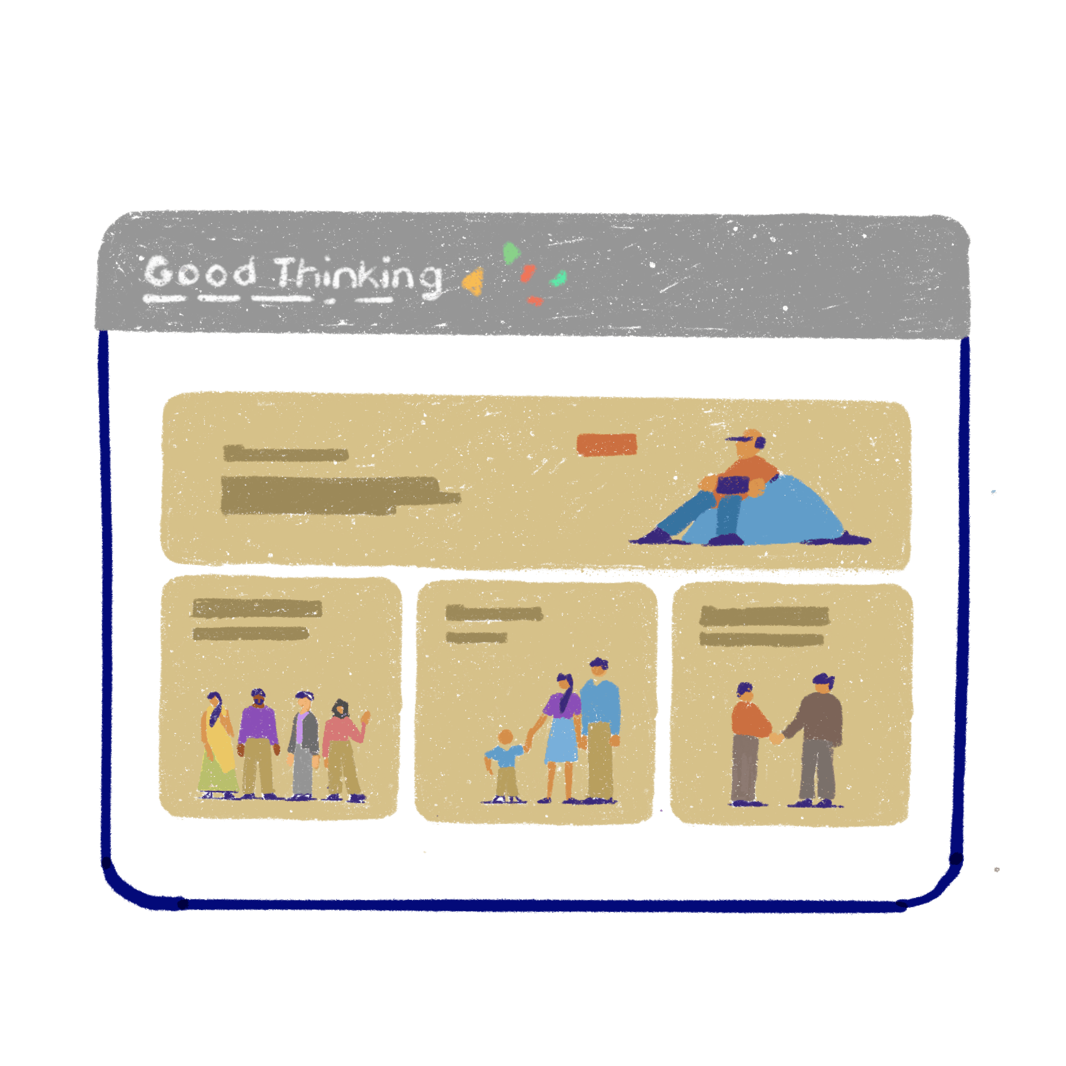 Tablet showing the Good Thinking home page