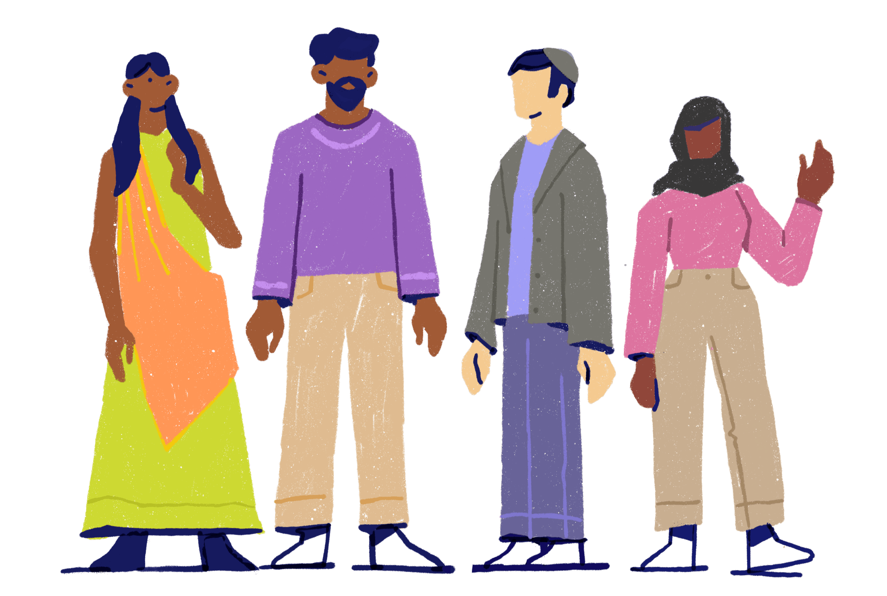 A group of four people from different faiths