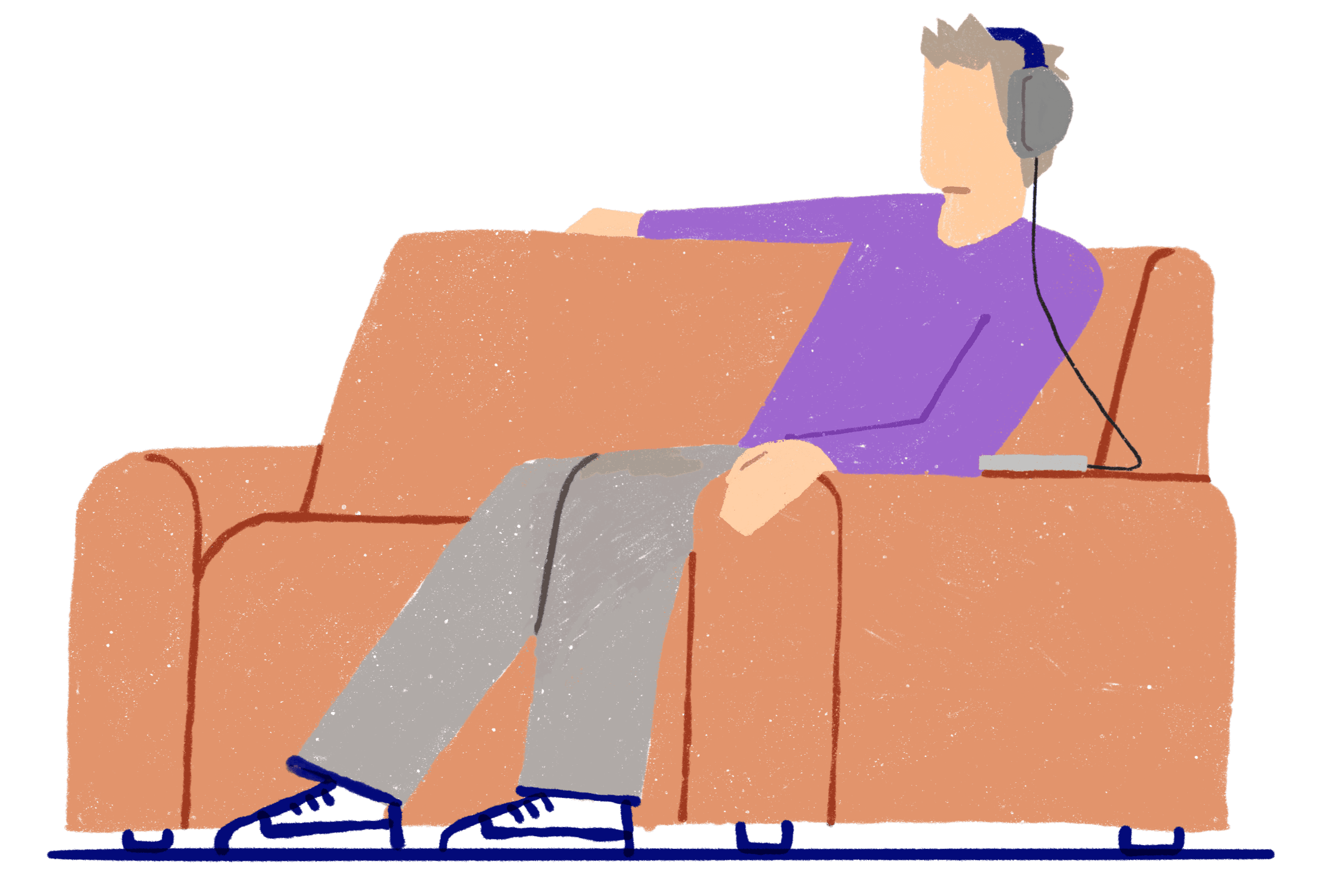 Person sat on a chair wearing headphones