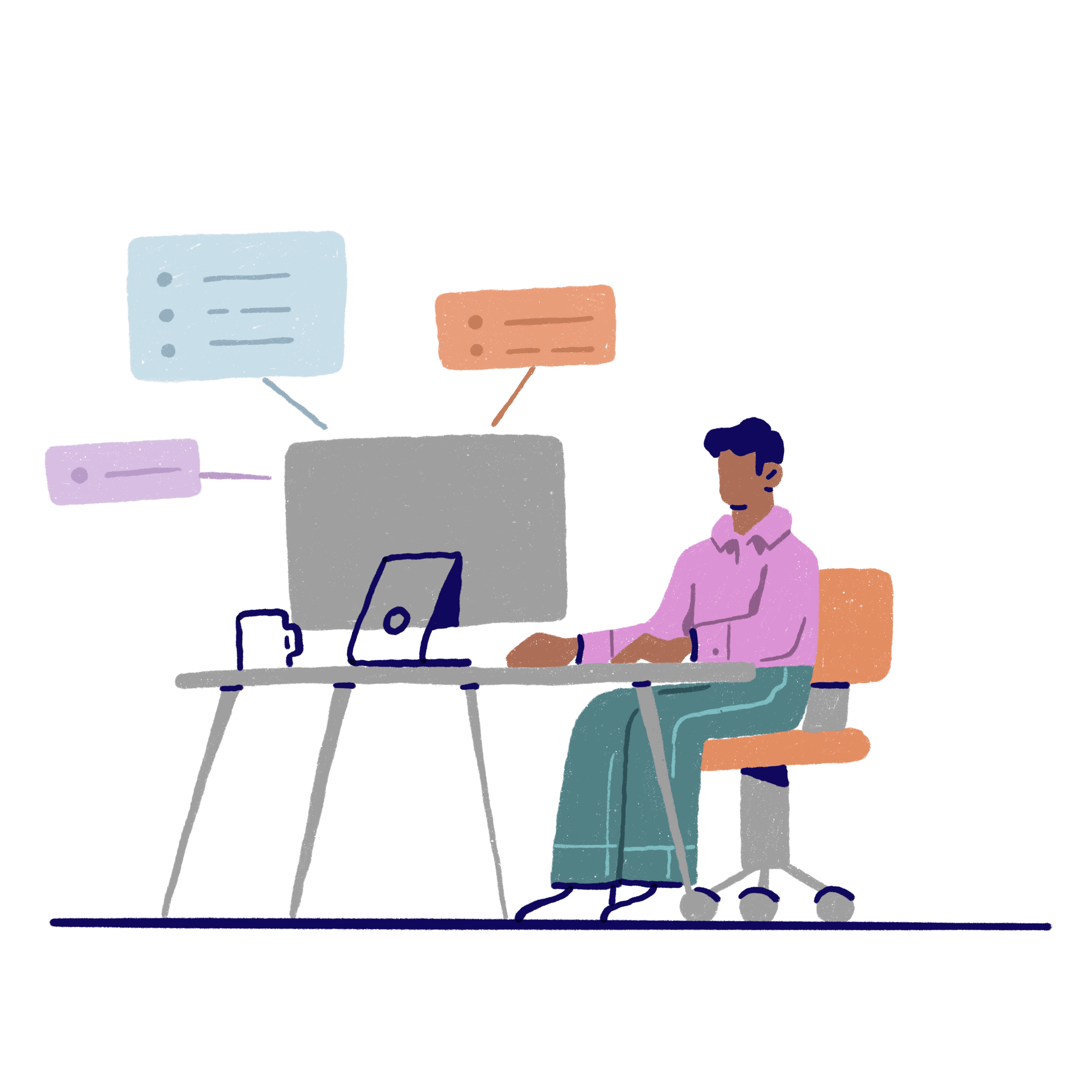 Person using a desktop computer