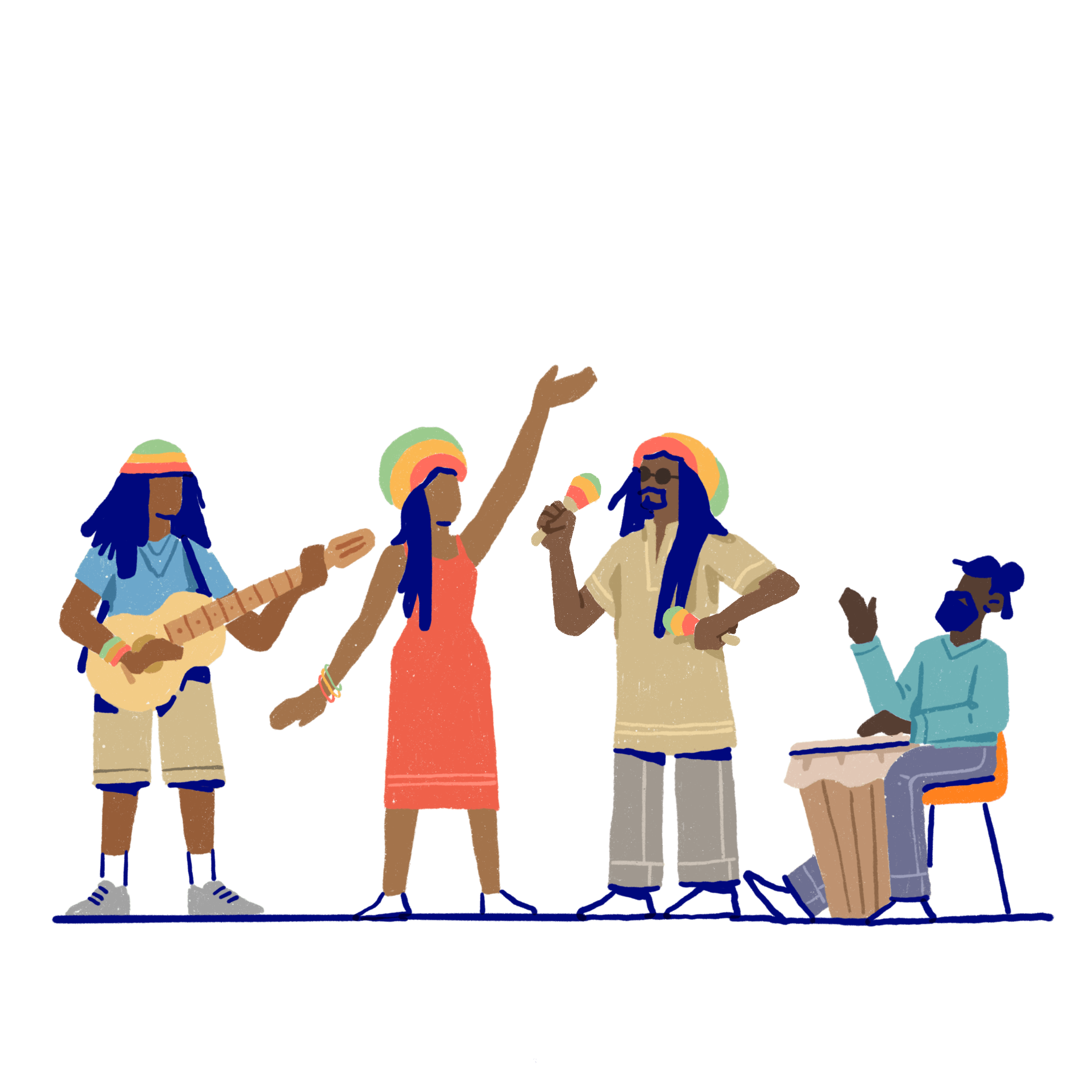 4 Rastafarians playing music