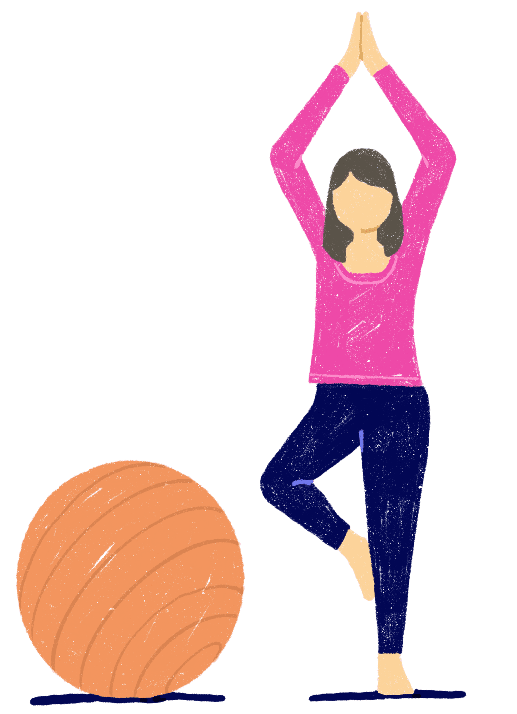 Person doing a yoga pose next to a yoga ball